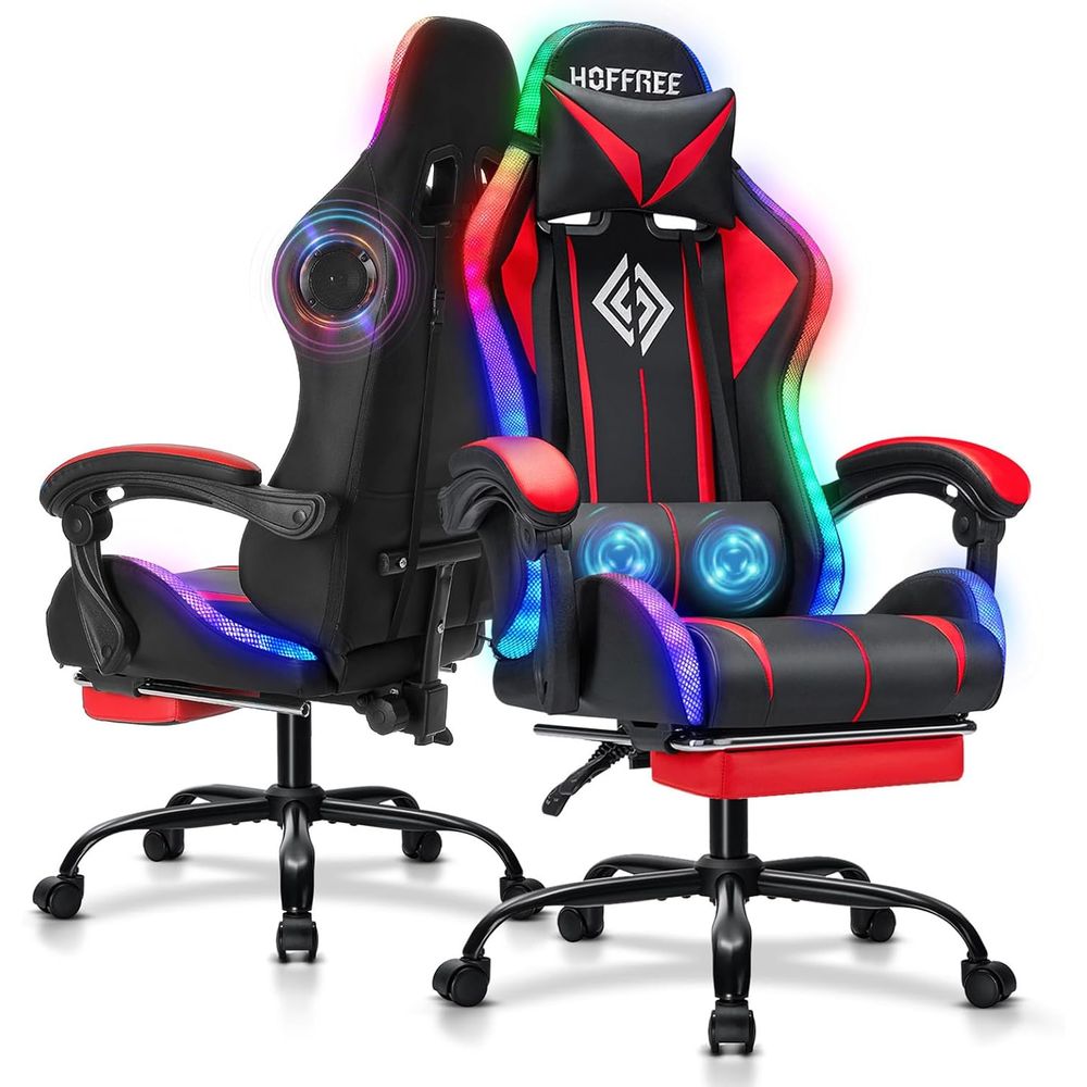 Bluetooth Speaker - RGB-gamingstoel met Bluetooth-luidsprekers en LED-verlichting Ergonomische