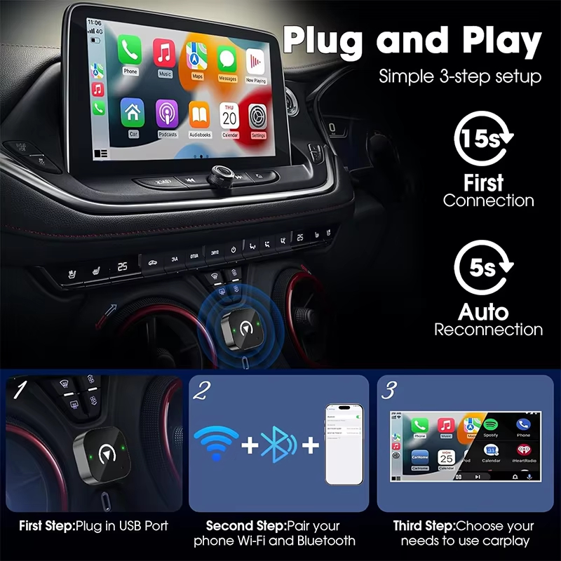 2-in-1 draadloze CarPlay-adapt - Usb Hub recensie en prijs